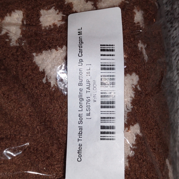 IN LOOM 🧡Coffee Geometric Soft Longline Button Up Cardigan⭐look western - Picture 10 of 13